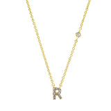 925 Silver Initial Pendant Necklace CZ Zircon Alphabet Letter Women Name Jewelry