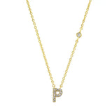 925 Silver Initial Pendant Necklace CZ Zircon Alphabet Letter Women Name Jewelry