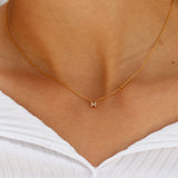 925 Silver Initial Pendant Necklace CZ Zircon Alphabet Letter Women Name Jewelry