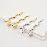 925 Silver Snake Long Line Stud Earring Punk Jewelry Women