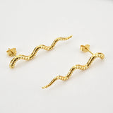 925 Silver Snake Long Line Stud Earring Punk Jewelry Women
