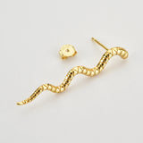 925 Silver Snake Long Line Stud Earring Punk Jewelry Women