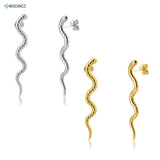 925 Silver Snake Long Line Stud Earring Punk Jewelry Women