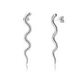 925 Silver Snake Long Line Stud Earring Punk Jewelry Women