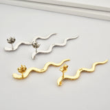 925 Silver Snake Long Line Stud Earring Punk Jewelry Women