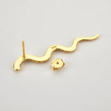 925 Silver Snake Long Line Stud Earring Punk Jewelry Women
