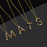 925 Silver M Initial Pendant Necklace Colorful CZ Zircon Women Jewelry