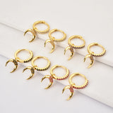 925 Silver Moon Zircon CZ Drop Earrings European Wedding Jewels