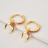 925 Silver Moon Zircon CZ Drop Earrings European Wedding Jewels