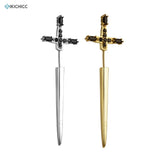 925 Silver Large Cross Long Thread Pin Punk Earring
