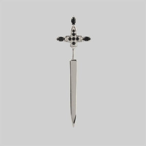 925 Silver Large Cross Long Thread Pin Punk Earring