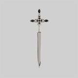 925 Silver Large Cross Long Thread Pin Punk Earring
