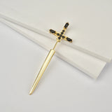 925 Silver Large Cross Long Thread Pin Punk Earring