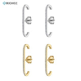 925 Silver Line Stud Earring Crystal CZ Zircon Long Earring
