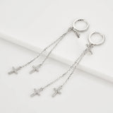 925 Silver Long Chain Cross Drop Earring Rock Punk Jewelry