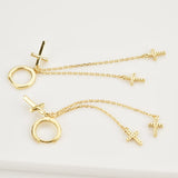 925 Silver Long Chain Cross Drop Earring Rock Punk Jewelry