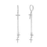 925 Silver Long Chain Cross Drop Earring Rock Punk Jewelry