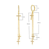 925 Silver Long Chain Cross Drop Earring Rock Punk Jewelry