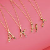 925 Silver Initial M S Pendant Alphabet Necklace Women Name Crystal Jewelry