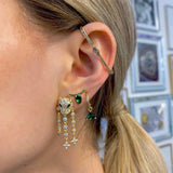 Kikichicc 925 Silver Cuff Bar Ear Cuffs Earrings Rainbow Crystal Jewelry