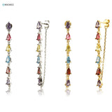 Kikichicc 925 Silver Rainbow CZ Chain Earrings