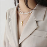 925 Silver Punk Cross Oval Coin Pendant Necklace