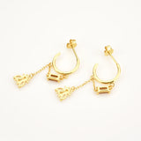 925 Sterling Silver Bee Honey Chain Drop Earring Rock Punk Fine Jewelry