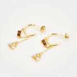 925 Sterling Silver Bee Honey Chain Drop Earring Rock Punk Fine Jewelry