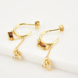 925 Sterling Silver Bee Honey Chain Drop Earring Rock Punk Fine Jewelry