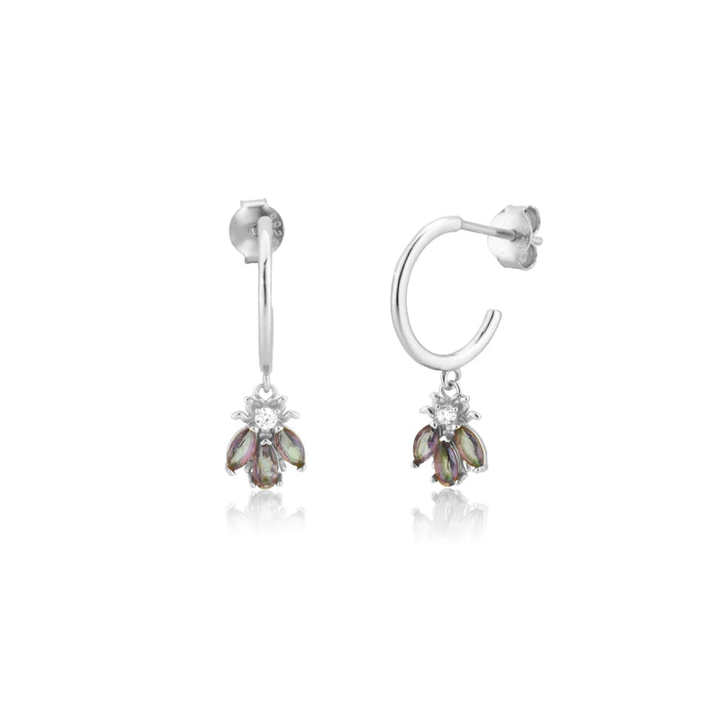 925 Silver Bee Rainbow Zircon Drop Earrings for Women