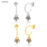 925 Silver Bee Rainbow Zircon Drop Earrings for Women