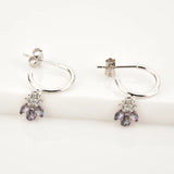 925 Silver Bee Rainbow Zircon Drop Earrings for Women