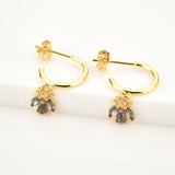 925 Silver Bee Rainbow Zircon Drop Earrings for Women