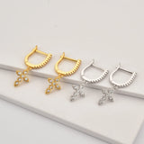 Kikichicc 925 Silver Cross Zircon Drop Earrings Rock Punk Fine Jewelry