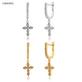 Kikichicc 925 Silver Cross Zircon Drop Earrings Rock Punk Fine Jewelry