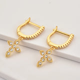 Kikichicc 925 Silver Cross Zircon Drop Earrings Rock Punk Fine Jewelry