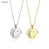 925 Silver Coins Pendant Horoscope Necklace Star Zircon Women Jewelry