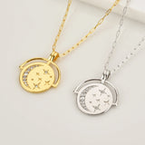 925 Silver Coins Pendant Horoscope Necklace Star Zircon Women Jewelry
