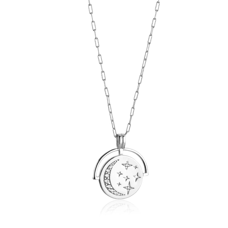 925 Silver Coins Pendant Horoscope Necklace Star Zircon Women Jewelry
