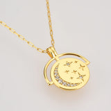 925 Silver Coins Pendant Horoscope Necklace Star Zircon Women Jewelry