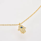 925 Silver Zircon Hamsa Hand Pendant Necklace Party Rock Punk Small Jewelry