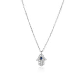 925 Silver Zircon Hamsa Hand Pendant Necklace Party Rock Punk Small Jewelry