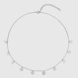 925 Silver Coins Charm Pendant Long Choker Necklace