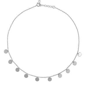 925 Silver Coins Charm Pendant Long Choker Necklace