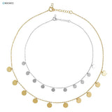 925 Silver Coins Charm Pendant Long Choker Necklace