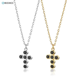 925 Silver Cross Pendant Necklace Crystal Jewels