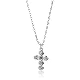 925 Silver Cross Pendant Necklace Crystal Jewels