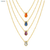 Kikichicc 925 Silver Zircon Pendant Choker Necklace 7 Rainbow Chains