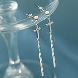 Kikichicc 925 Sterling Silver Cross Drop Earring