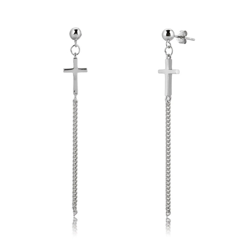 Kikichicc 925 Sterling Silver Cross Drop Earring